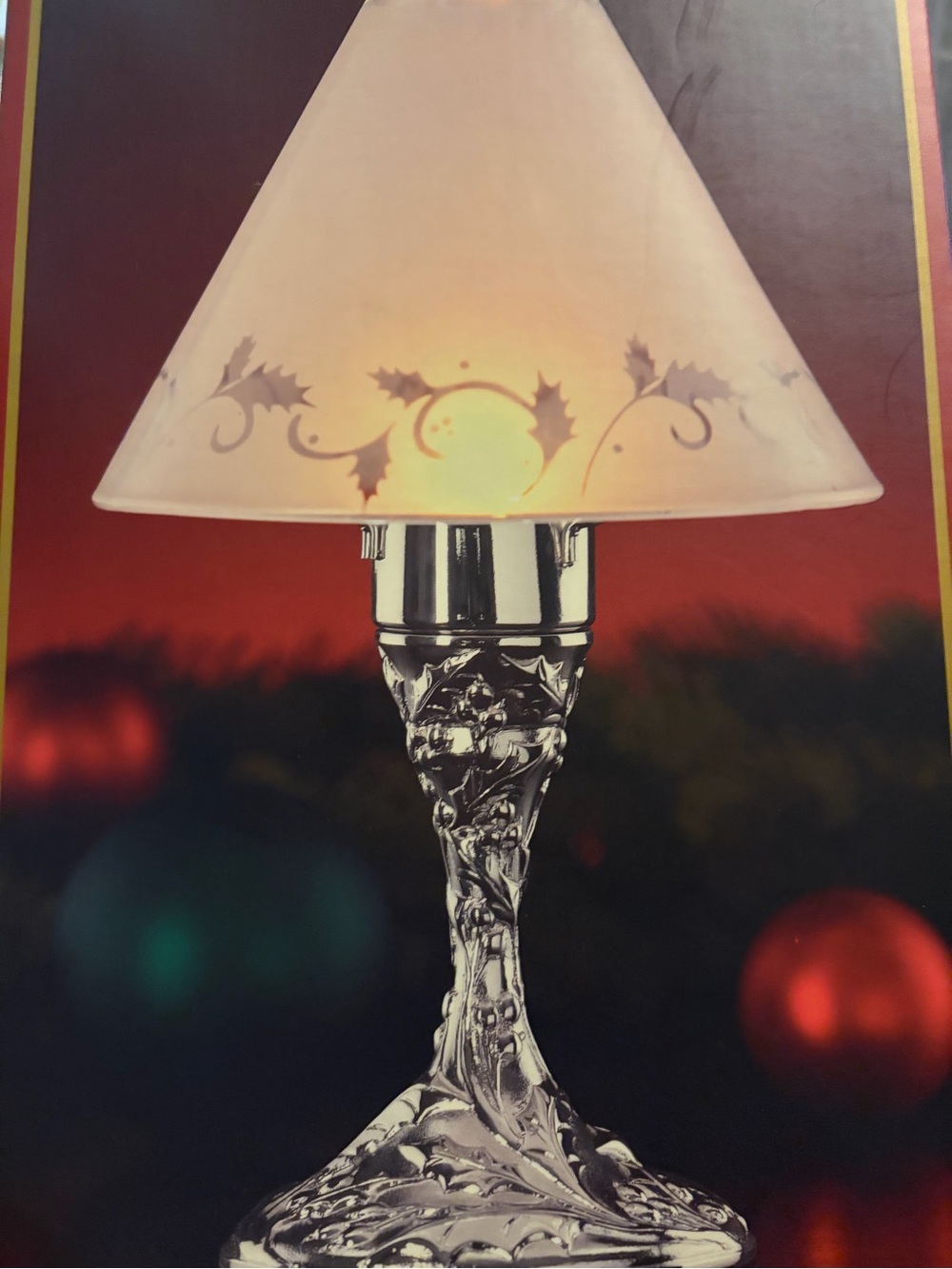 Lenox Silver Sculpted Base Table Lamp with Cream Shade